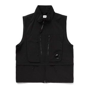 C.P. Company Black High Collar Vest With Functional Zippered Pockets - NWT